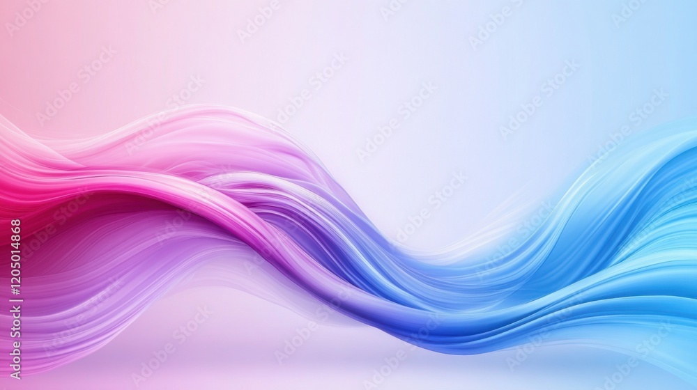 Poster flowing waves of colorful soft textures in pink and blue gradient background for abstract designs