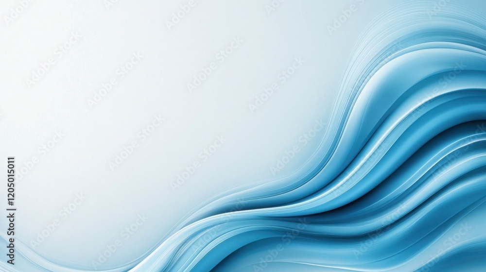Aufkleber soft fluid waves in blue color against a light background for abstract artistic concepts and designs