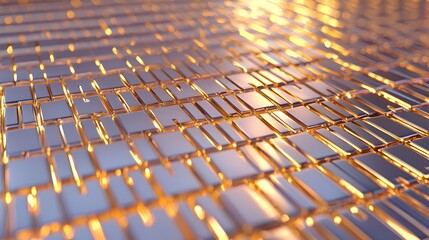 Fototapeta premium A close up of a gold colored surface with many small squares