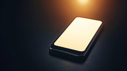 Illuminated Smartphone Display on Dark Surface