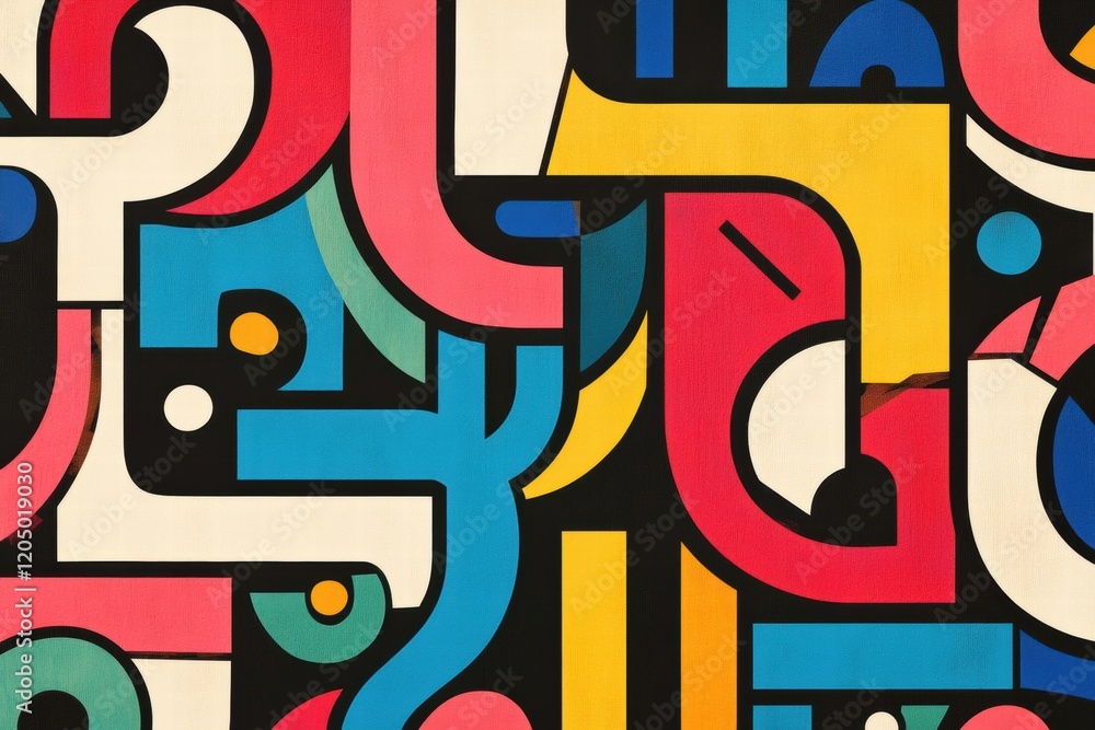 Aufkleber Colorful abstract design showcasing shapes and patterns with dynamic forms in bright hues. Generative AI
