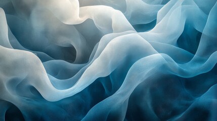 Fototapeta premium Abstract Blue and White Fabric Draped Texture