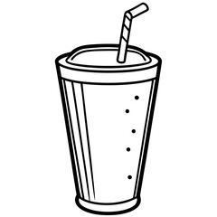 Elegant Smoothie Glass Outline Vector