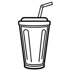 Elegant Smoothie Glass Outline Vector
