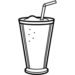 Elegant Smoothie Glass Outline Vector