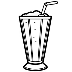 Elegant Smoothie Glass Outline Vector