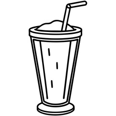 Elegant Smoothie Glass Outline Vector