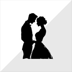 Silhouette of Couple kissing. Silhouette of Couples Dancing.