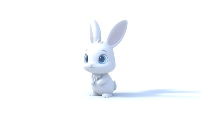 Obraz premium Cute white bunny 3D render, studio, isolated, Easter