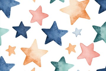 Obraz premium Watercolor Pastel Stars Seamless Pattern Dreamy Night Sky Design