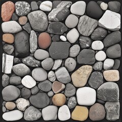 Seamless Texture of Grey and Beige Stones Background