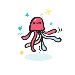 Cute doodle jellyfish Cartoon vector