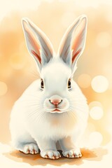 Obraz premium Adorable white rabbit sitting. (1)