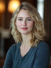 Fototapeta premium Blonde woman with blue eyes