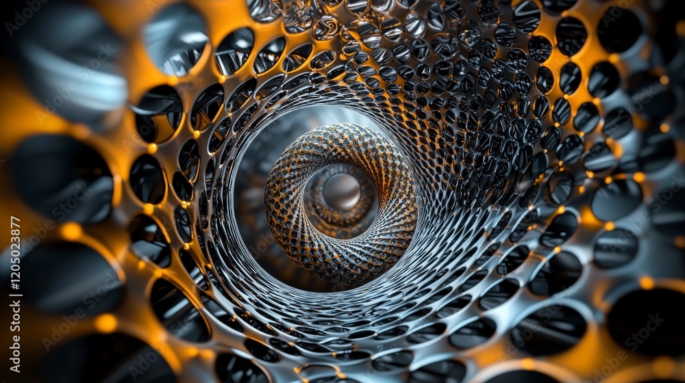 Poster Dynamic circles distorting in an abstract space digital art futuristic environment close-up view motion concept
