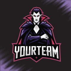 Dracula Red Mascot Team Esports Logo Vector Illustration