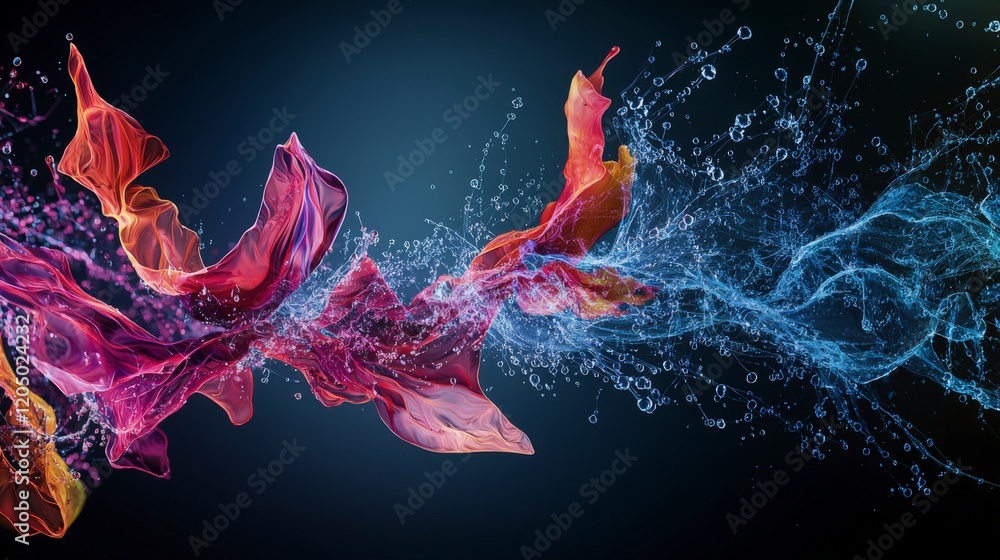Leinwandbilder dynamic waves of colorful fluid motion abstract art digital creation vibrant environment sideview pe