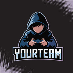 Gamer Boy Hoodie Mascot Team Esports Logo Vector Illustration