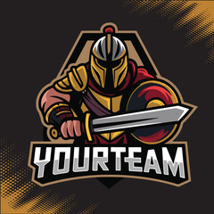 Knight Roma Warrior Mascot Team Esports Logo Vector Illustration