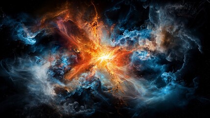 Fototapeta premium Ethereal burst of light and color cosmic space digital art abstract universe dynamic perspective vibrant energy