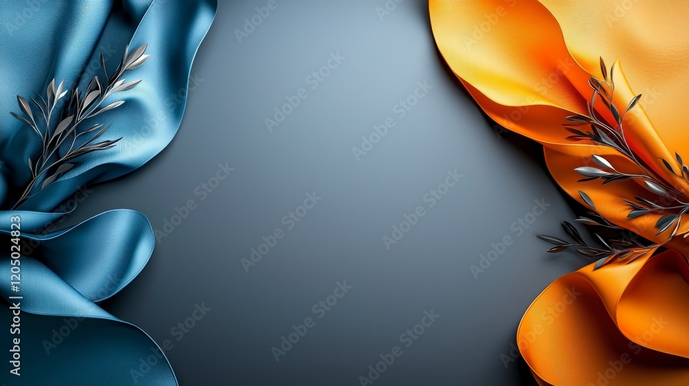 Poster Elegant twotone fabric design studio setting digital artwork textures close-up visual harmony
