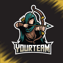 Mysterious Shadow Archer Mascot Team Esports Logo Vector Illustration
