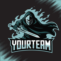 Shadow Hoodie Mask Mascot Team Esports Logo Vector Illustration