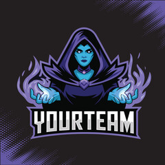 Witch Magic Mascot Team Esports Logo Vector Illustration