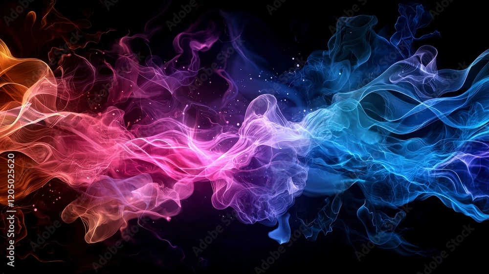 Aufkleber Dynamic flow of abstract electromagnetic waves in iridescent patterns digital art vibrant colors abstract concept