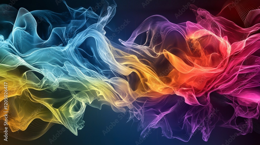 Aufkleber abstract soundwaves flowing in vibrant colors digital art abstract style colorful background artisti