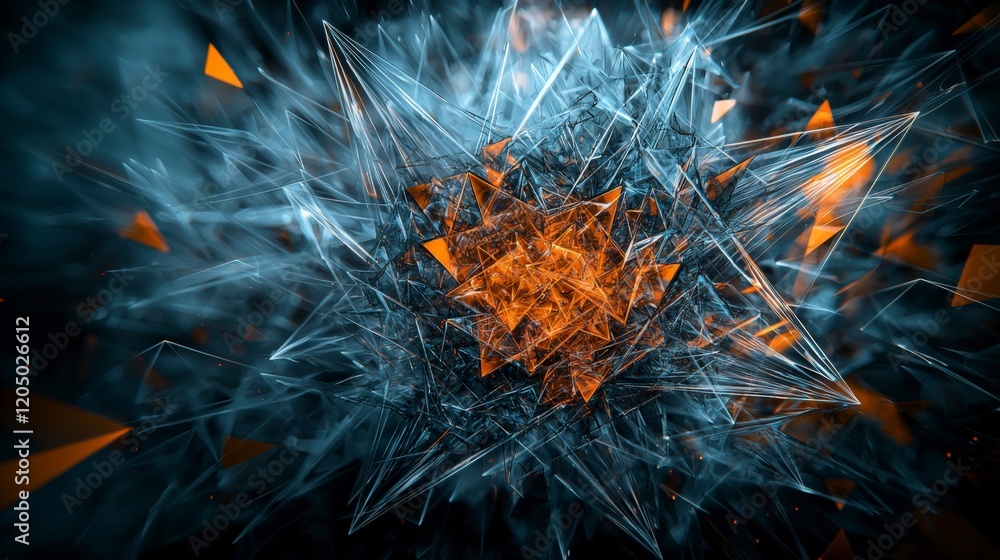 Poster dynamic abstract triangles radiating energy in a vibrant burst digital art futuristic environment hi