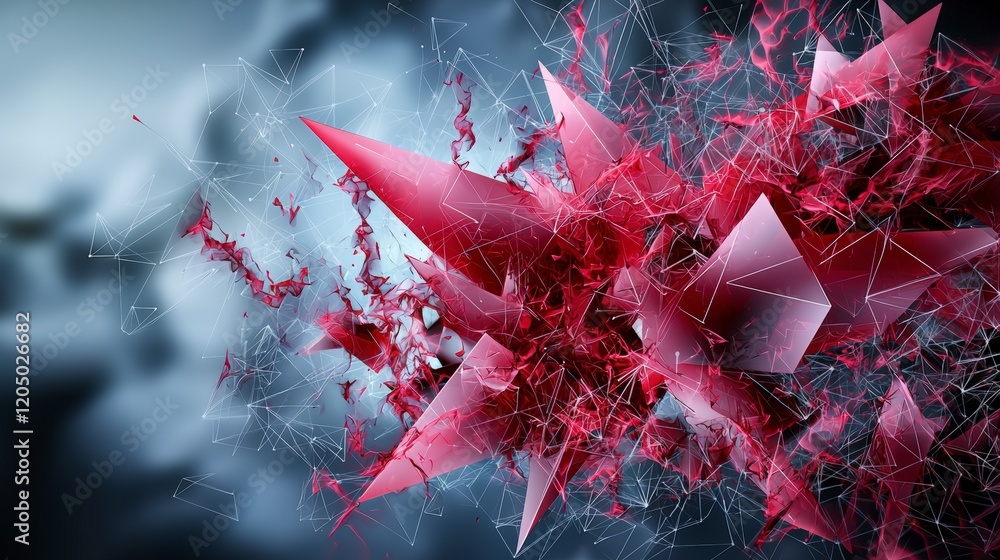 Leinwandbilder explosive abstract triangles radiating energy digital art modern environment dynamic viewpoint visua