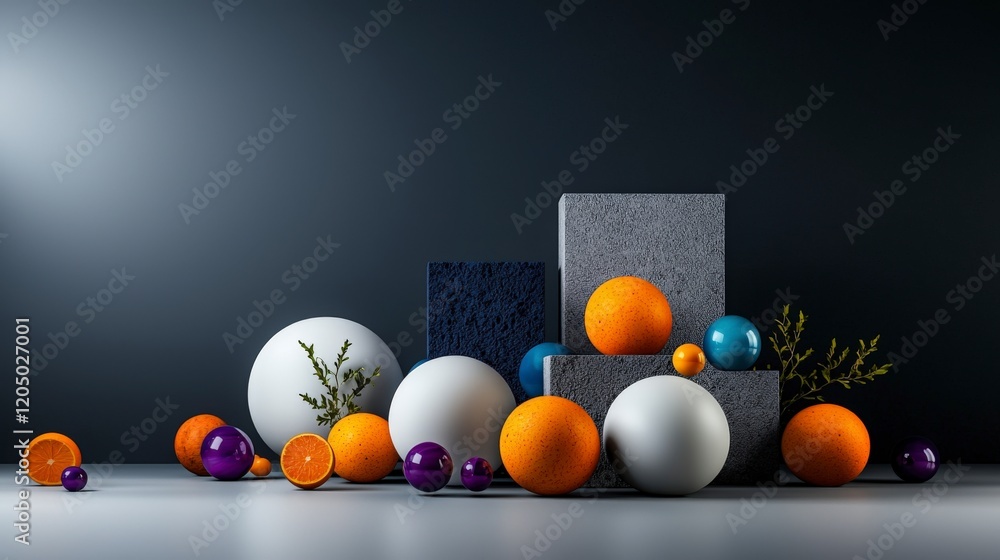 Leinwandbilder exploring form dynamics balanced and unbalanced shapes studio setup digital art minimalist space art