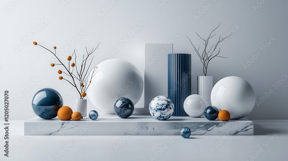 Poster asymmetrical shapes create visual harmony in modern still life minimalist studio artistic display co