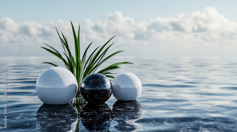 Aufkleber fluid motion of basic shapes at a serene water surface nature scene abstract art tranquil environmen