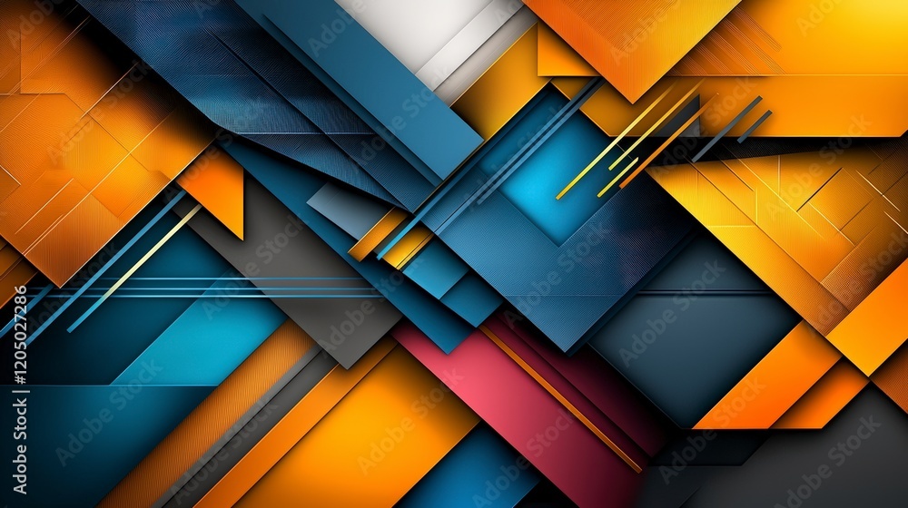 Poster bold geometric patterns in bright colors abstract art digital design contemporary environment vibran