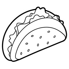 Elegant Taco Outline Vector Illustration