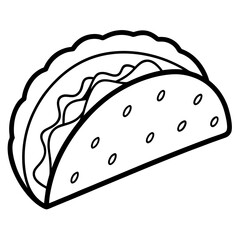 Elegant Taco Outline Vector Illustration