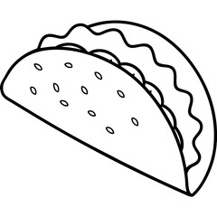 Elegant Taco Outline Vector Illustration