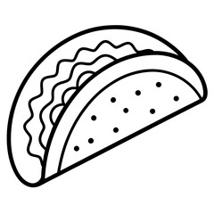 Elegant Taco Outline Vector Illustration