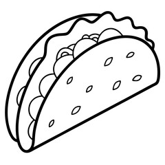 Elegant Taco Outline Vector Illustration