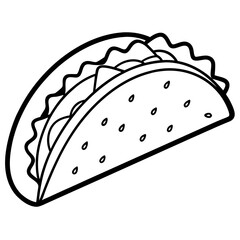 Elegant Taco Outline Vector Illustration