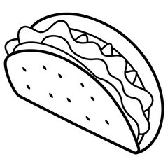 Elegant Taco Outline Vector Illustration