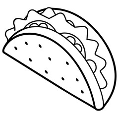 Elegant Taco Outline Vector Illustration