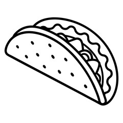 Elegant Taco Outline Vector Illustration