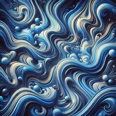 Fototapeta premium Abstract liquid marble background with highly saturated blue tones, featuring intricate swirling patterns and smooth gradients