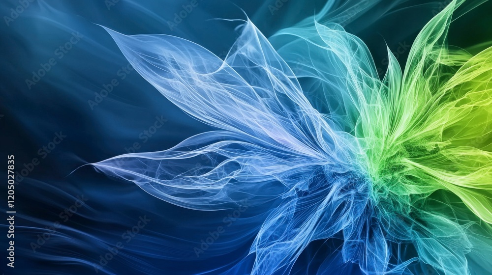 Aufkleber Serene abstract art of blue and green waves digital artwork calm environment colorful view conceptual design