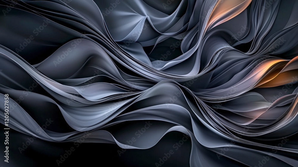 Poster Curved lines flowing and bending in abstract design digital art contemporary environment close-up view nature concept