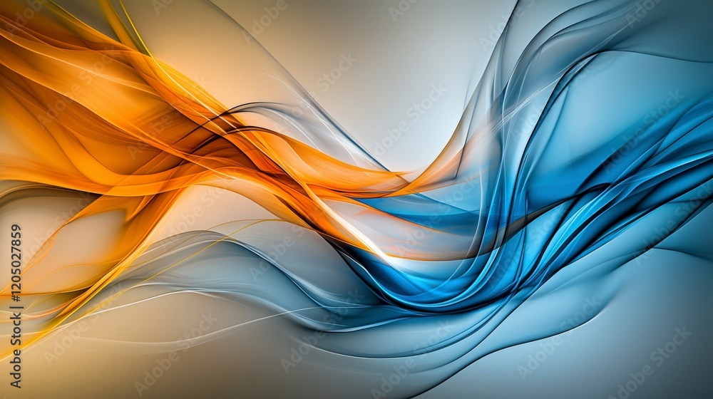 Aufkleber flowing curved lines in abstract art digital design vibrant colors modern environment artistic viewp