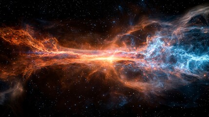 Fototapeta premium Cosmic light trails dance in dark vast space imaginary universe digital art nebula artistic concept
